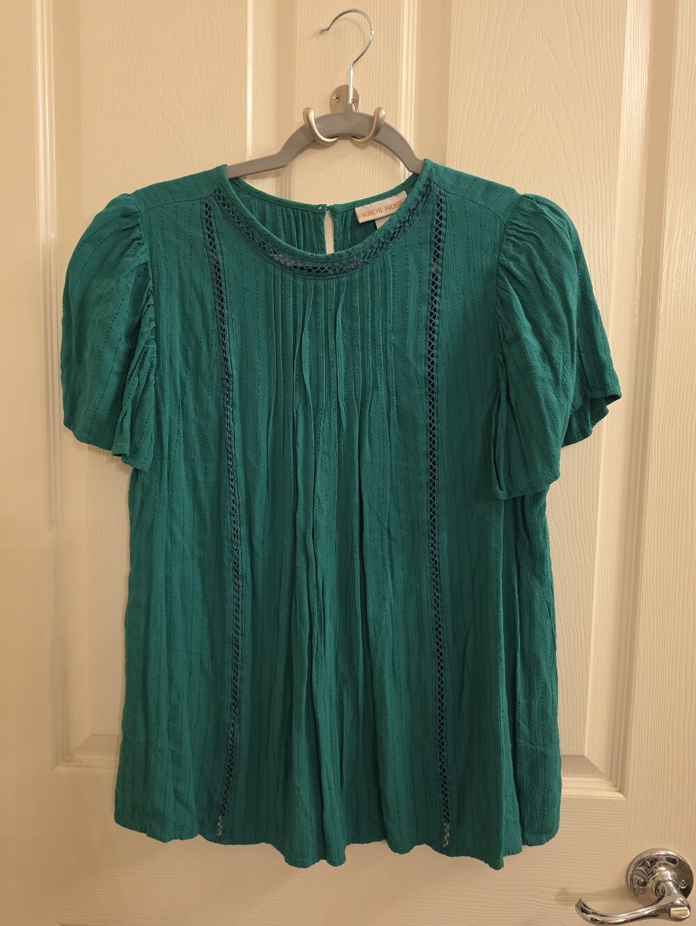 Knox Rose Pintuck Ladder Lace Puff Sleeve Top